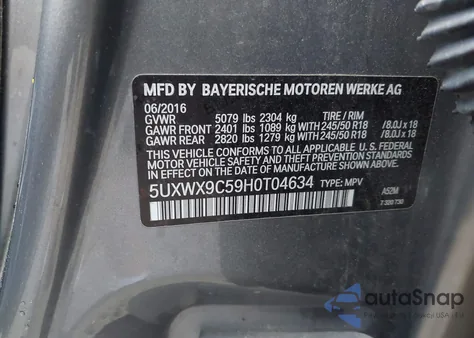 2017 BMW X3 xDrive28I from USA, damaged, VIN 5UXWX9C59H0T04634